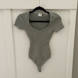 Abercrombie & Fitch Green Ribbed Bodysuit